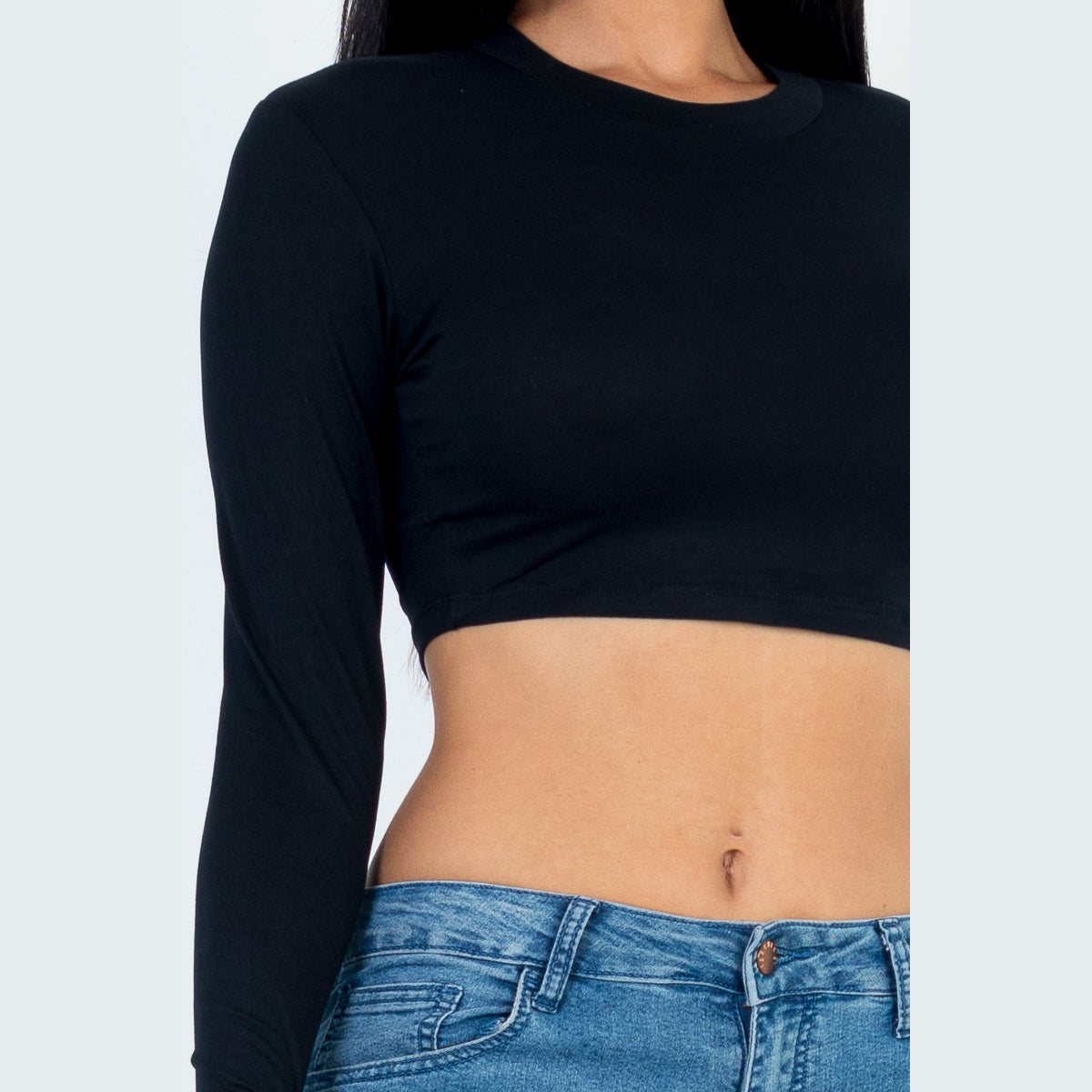 Crew Neck Long Sleeve Cropped Top
