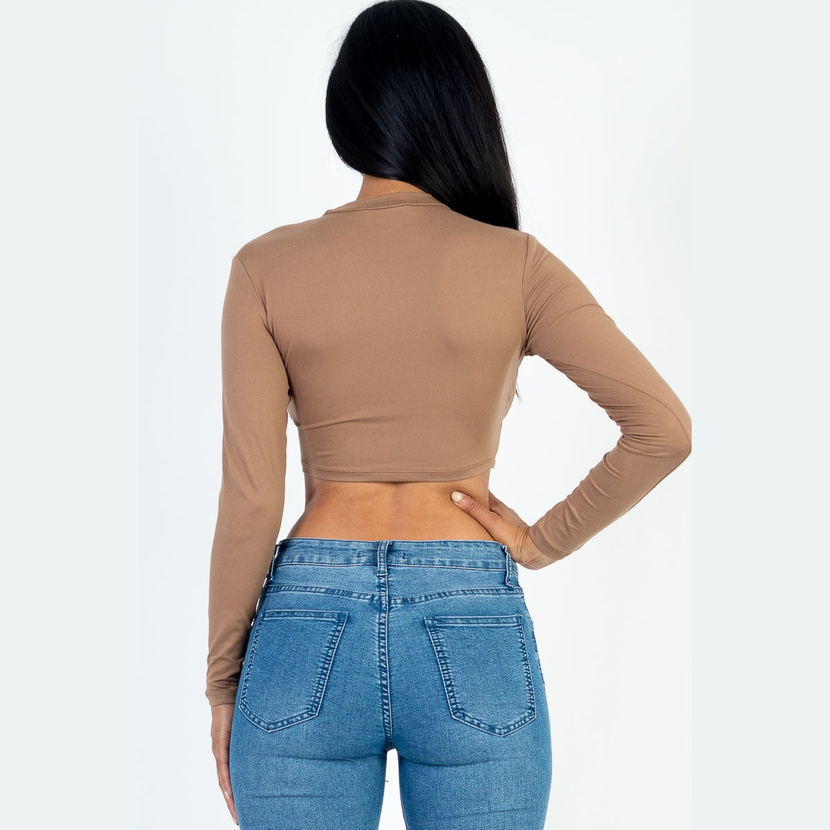 Crew Neck Long Sleeve Cropped Top