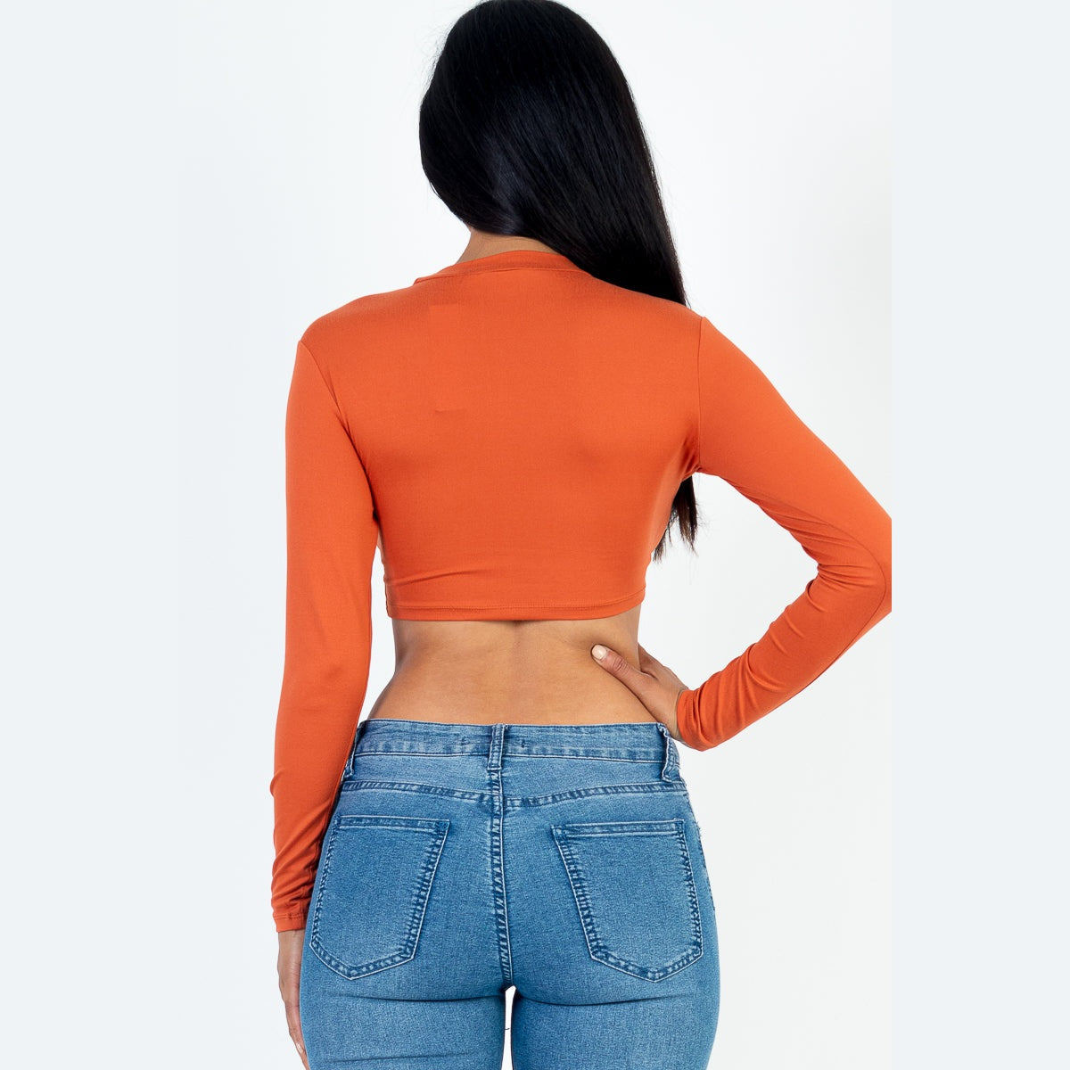 Crew Neck Long Sleeve Cropped Top