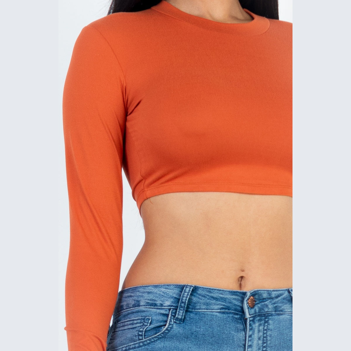 Crew Neck Long Sleeve Cropped Top