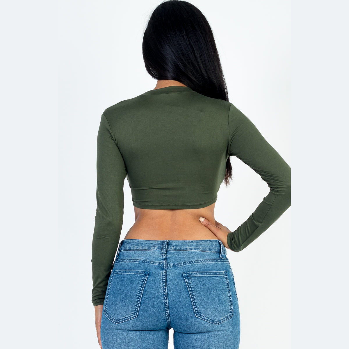 Crew Neck Long Sleeve Cropped Top