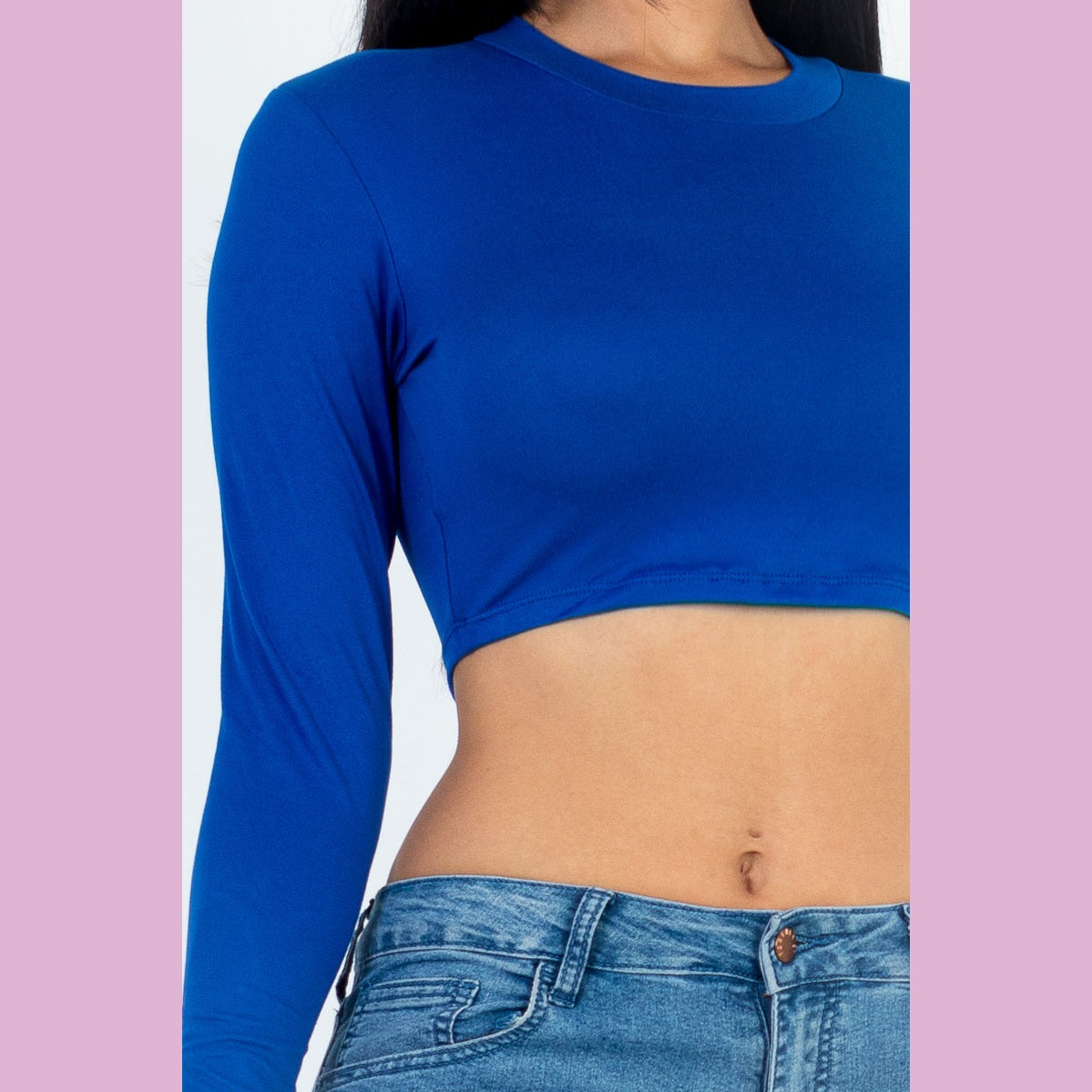 Crew Neck Long Sleeve Cropped Top