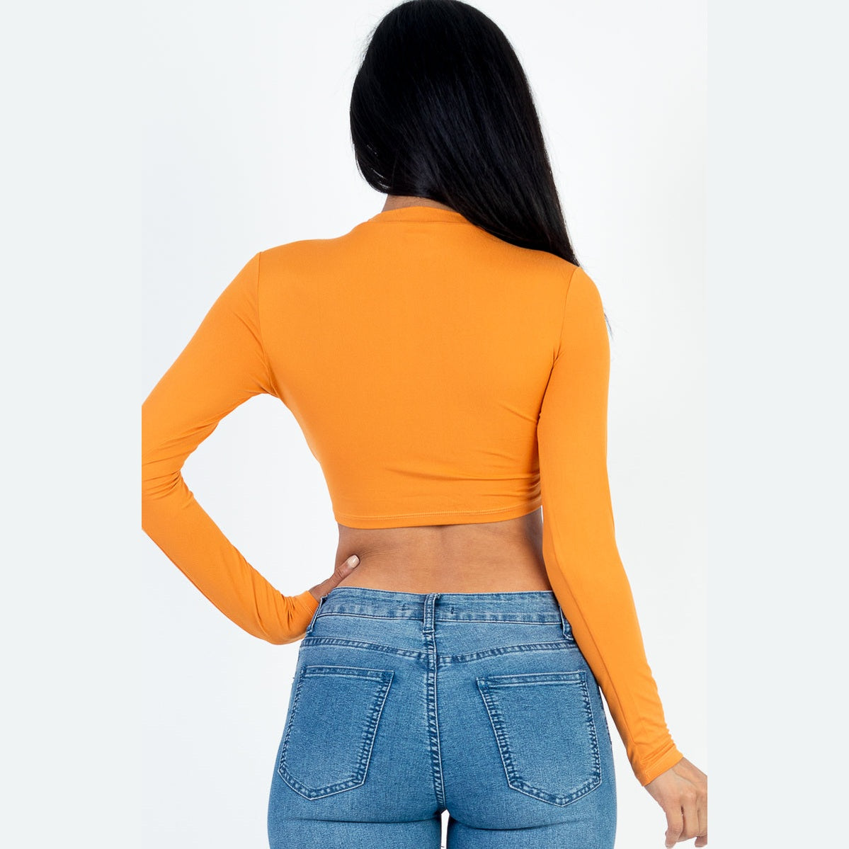 Crew Neck Long Sleeve Cropped Top