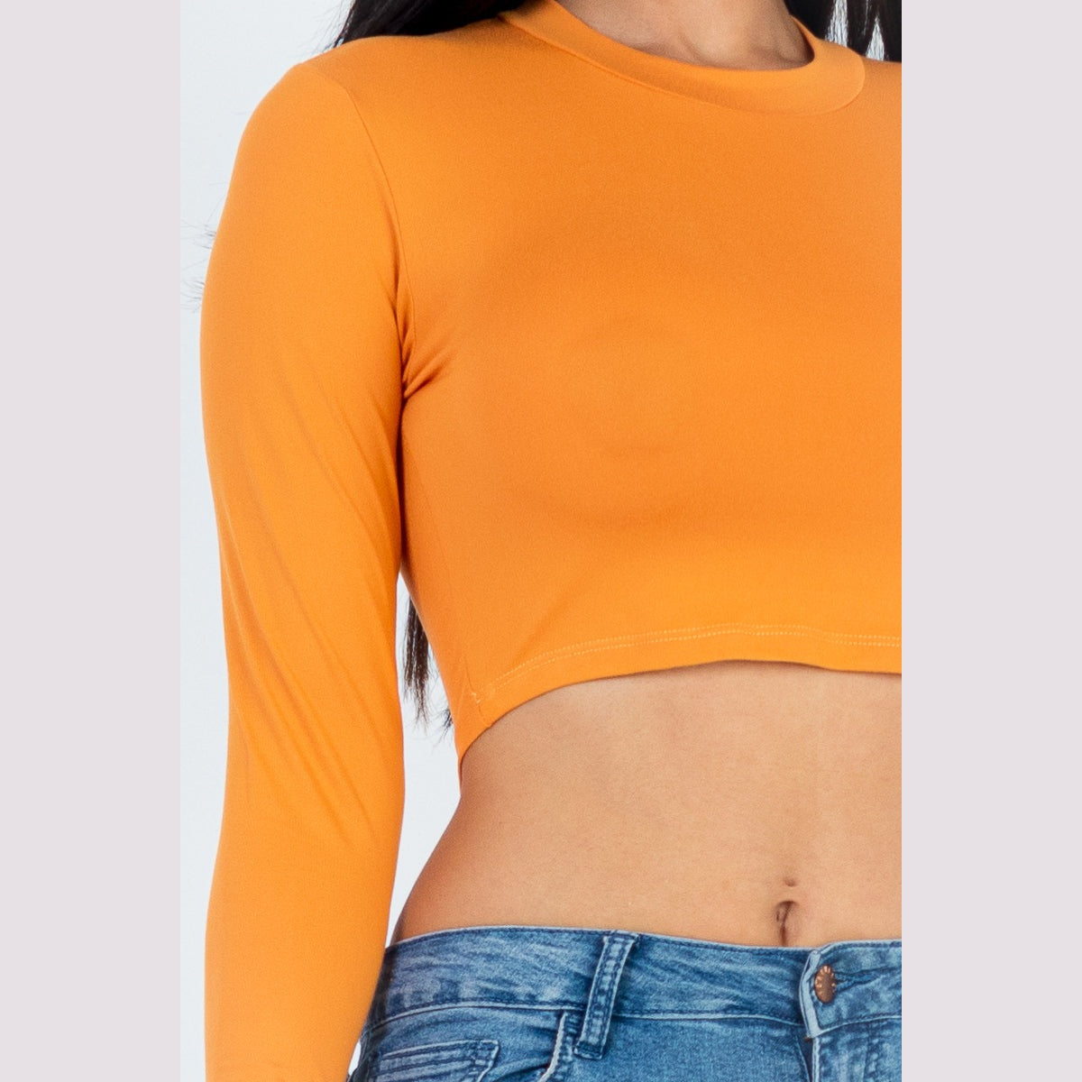 Crew Neck Long Sleeve Cropped Top
