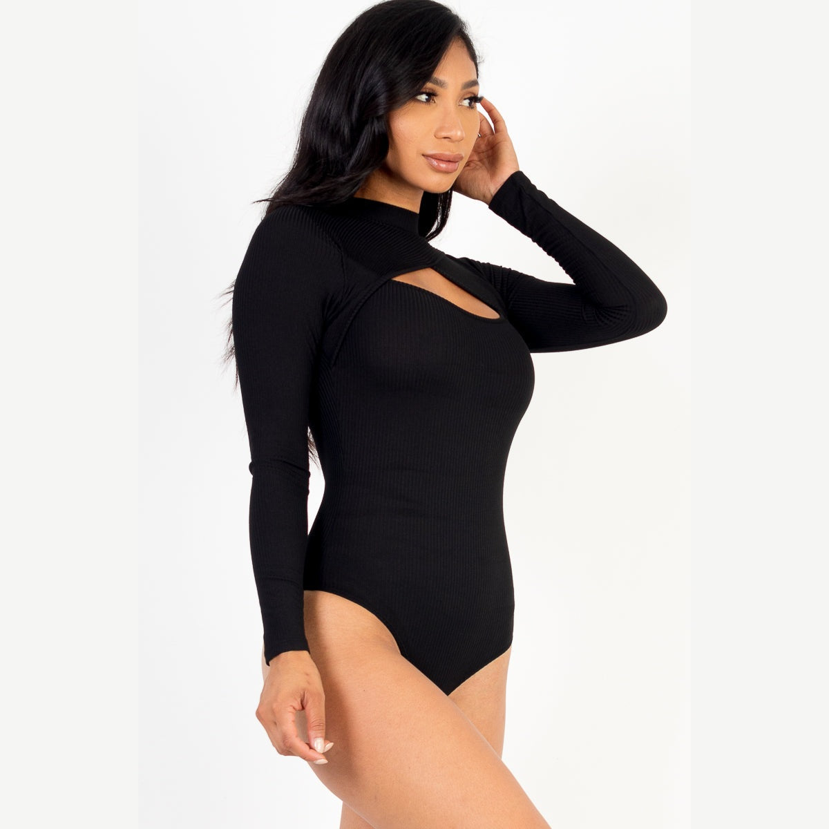 Front Cutout Long Sleeve Bodysuit