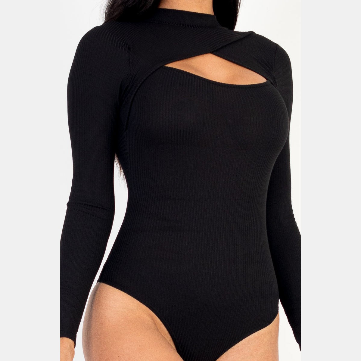 Front Cutout Long Sleeve Bodysuit