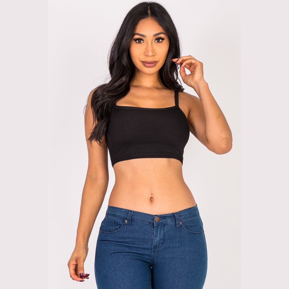 Ribbed Knit Cami Crop Top