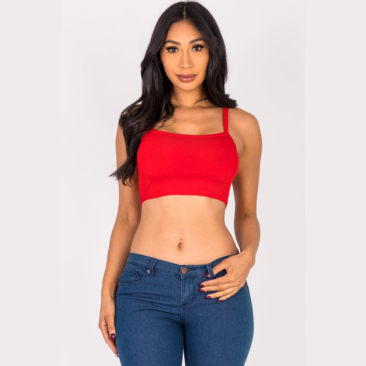 Ribbed Knit Cami Crop Top