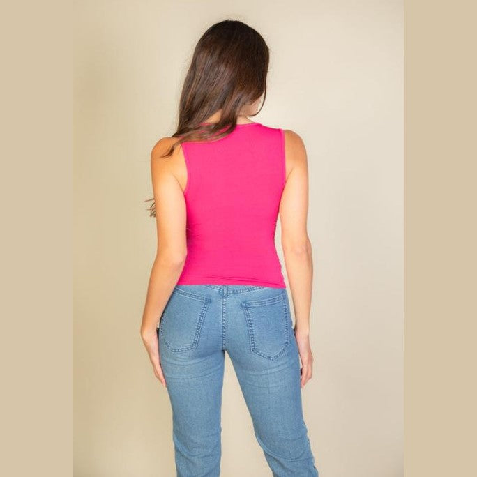 Ribbed V-Neck Sleeveless Top