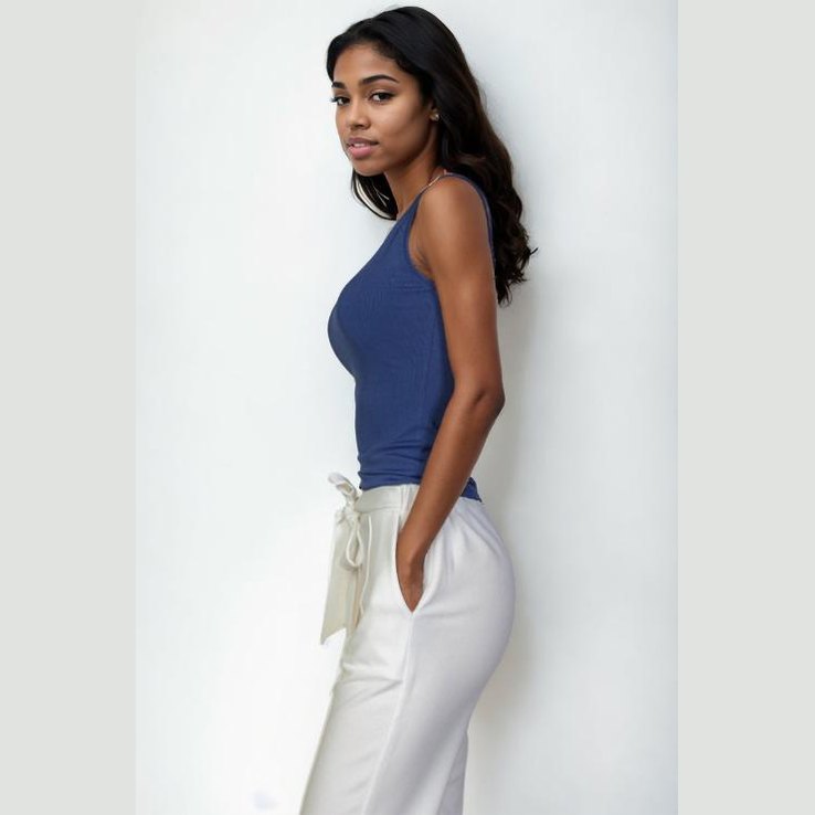 Ribbed V-Neck Sleeveless Top