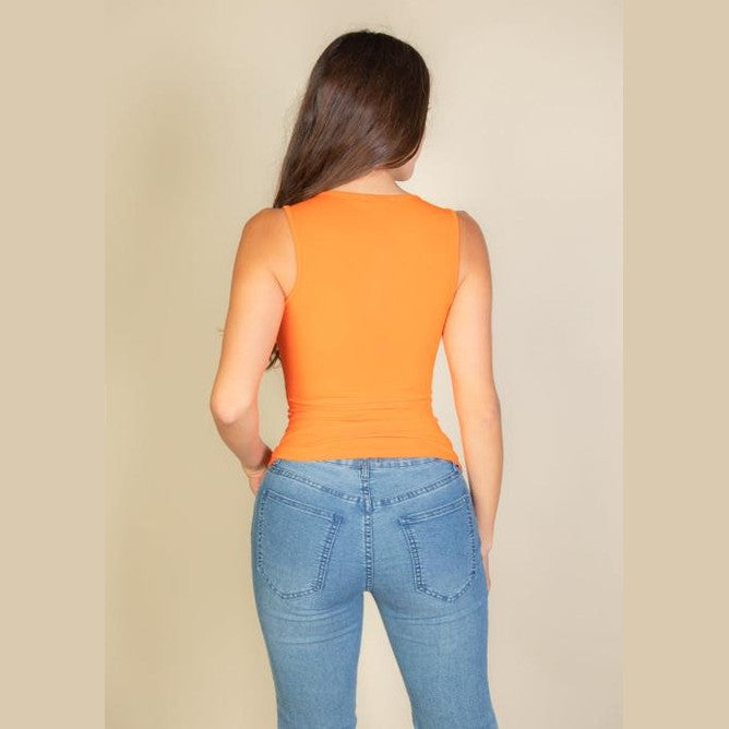 Ribbed V-Neck Sleeveless Top