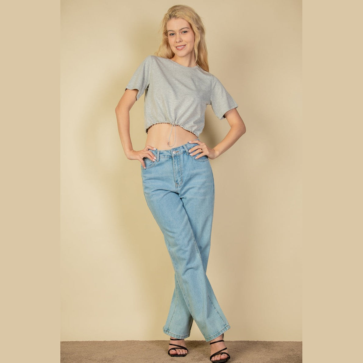 French Terry Toggle Drawstring Crop Top