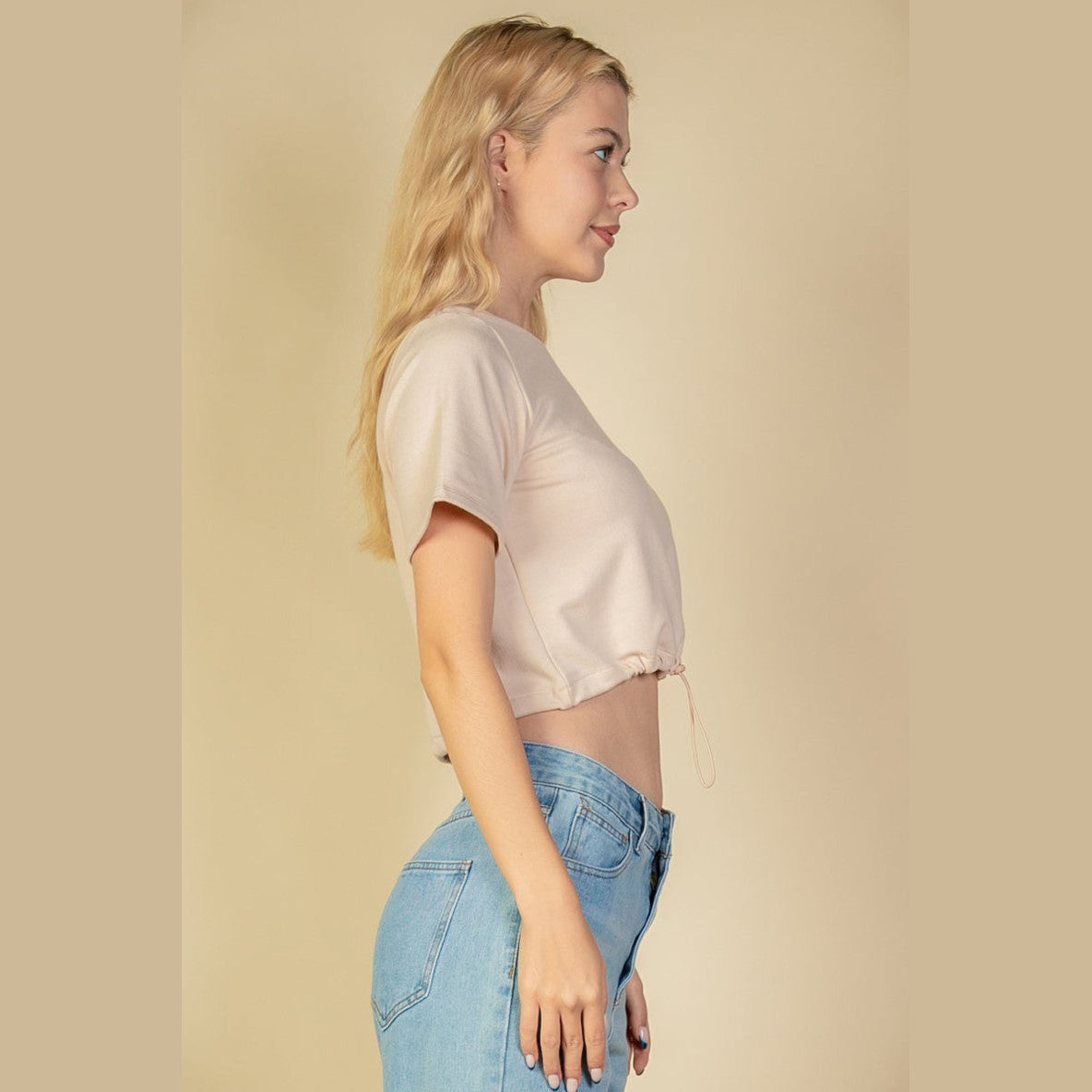 French Terry Toggle Drawstring Crop Top