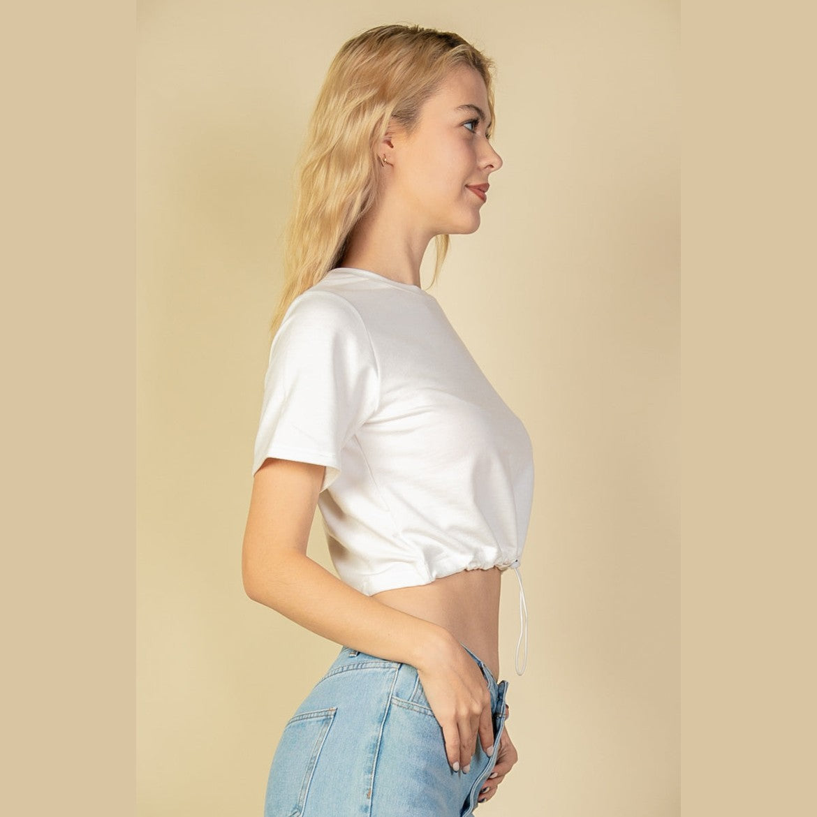 French Terry Toggle Drawstring Crop Top