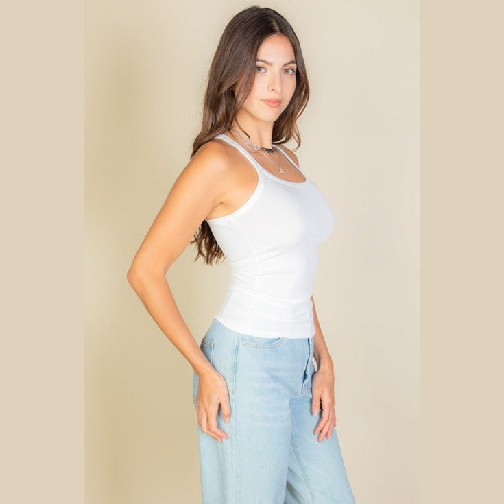 Solid Ribbed Knit Cami Top