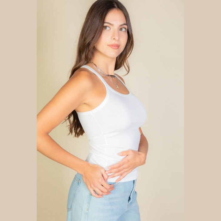 Solid Ribbed Knit Cami Top