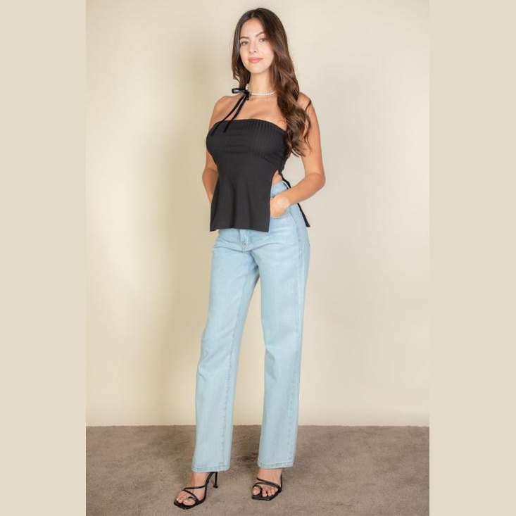 Side Slit Bandeau Tube Top