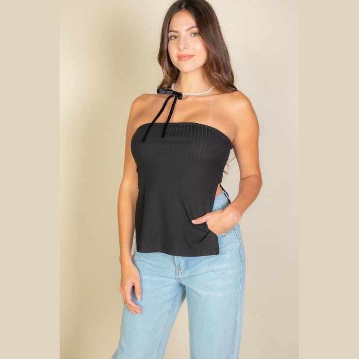 Side Slit Bandeau Tube Top
