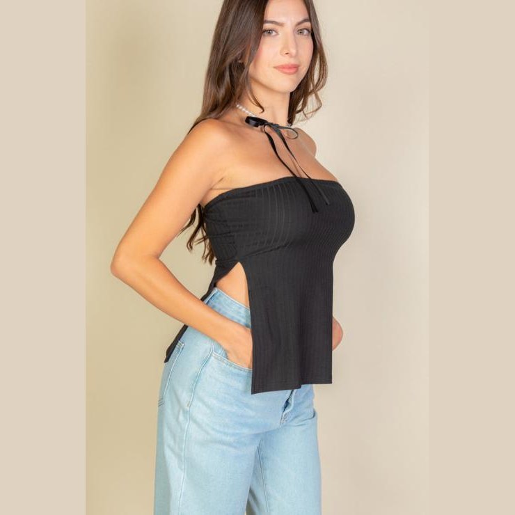 Side Slit Bandeau Tube Top