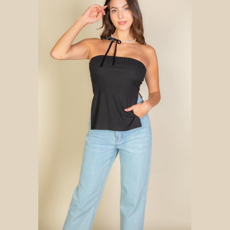 Side Slit Bandeau Tube Top