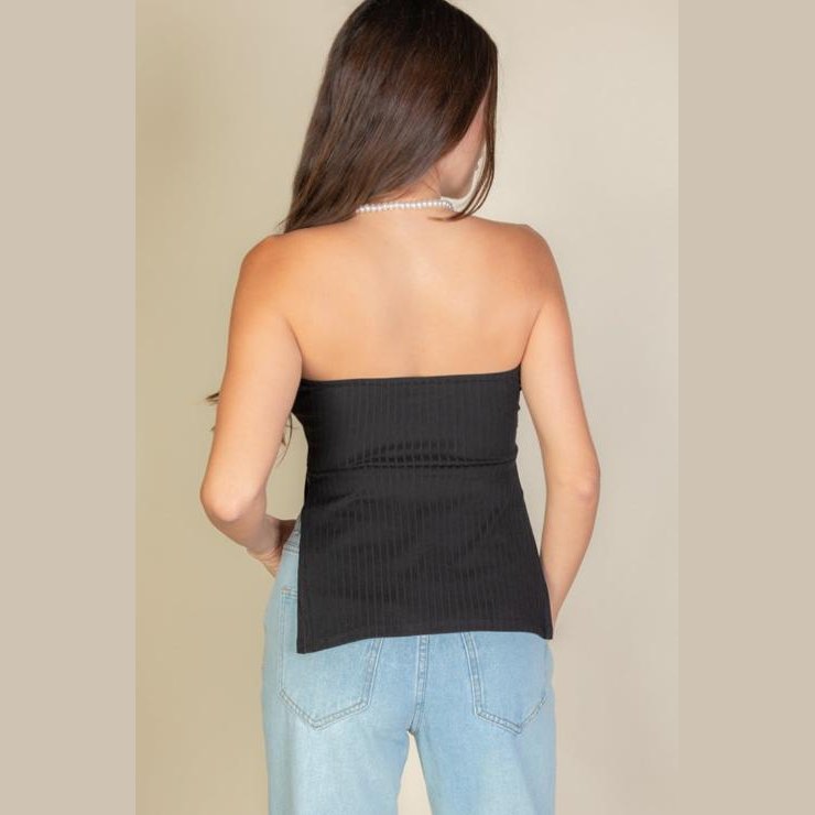 Side Slit Bandeau Tube Top