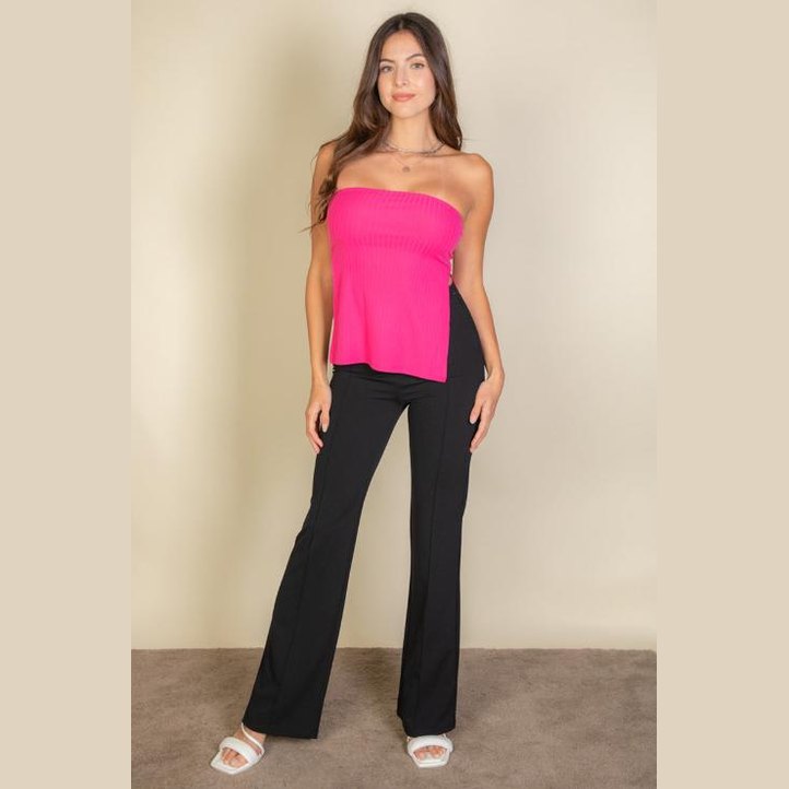 Side Slit Bandeau Tube Top