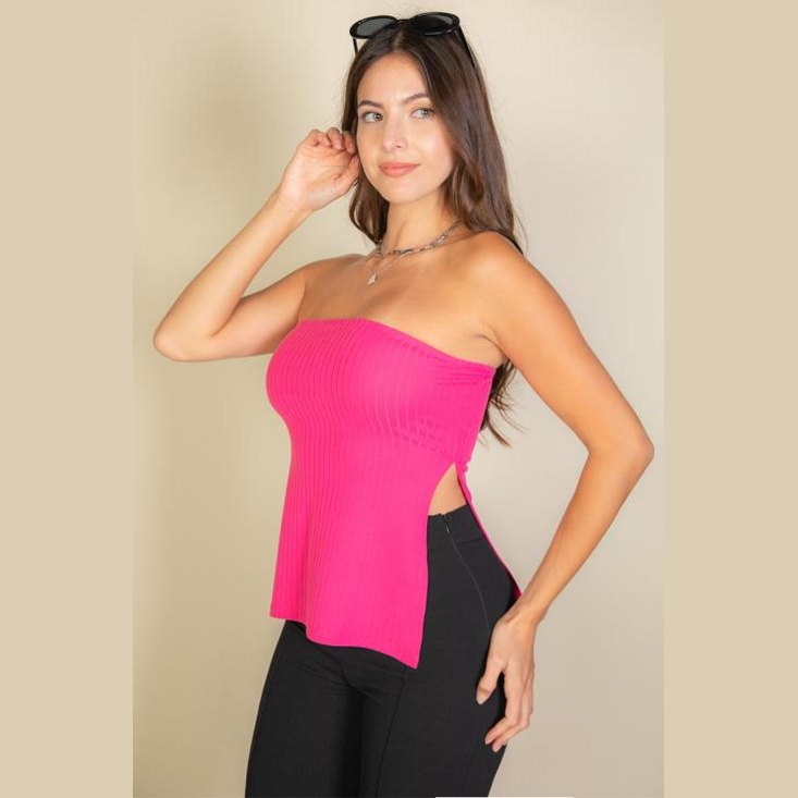 Side Slit Bandeau Tube Top