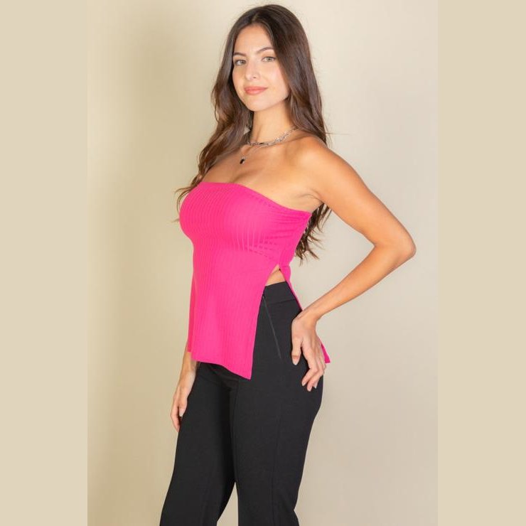 Side Slit Bandeau Tube Top