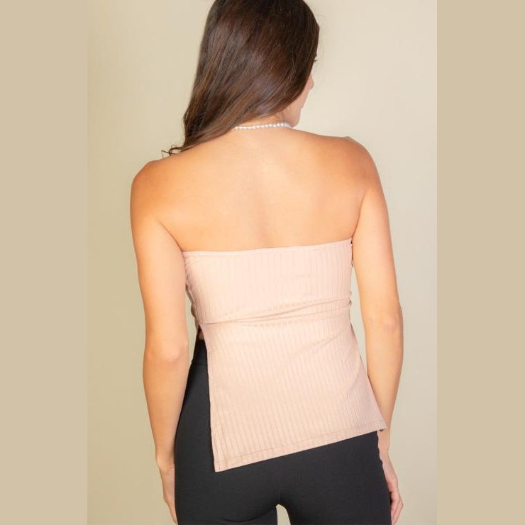Side Slit Bandeau Tube Top