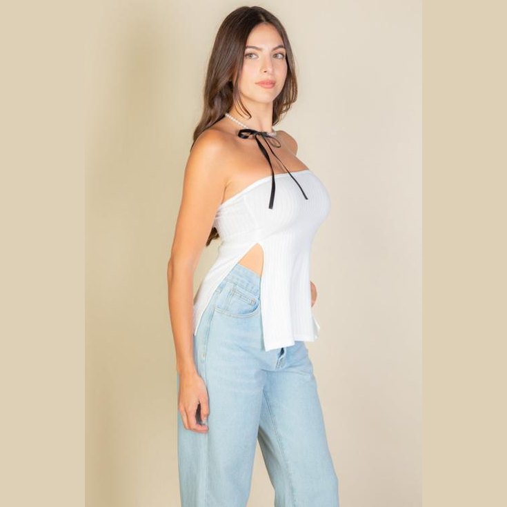 Side Slit Bandeau Tube Top
