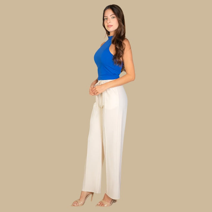 Ribbed Halter Neck Backless Top