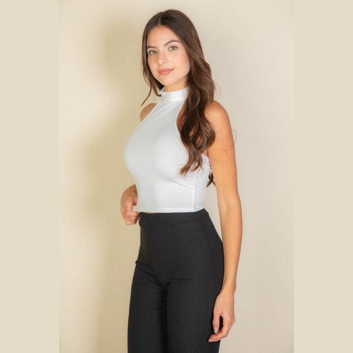 Ribbed Halter Neck Backless Top