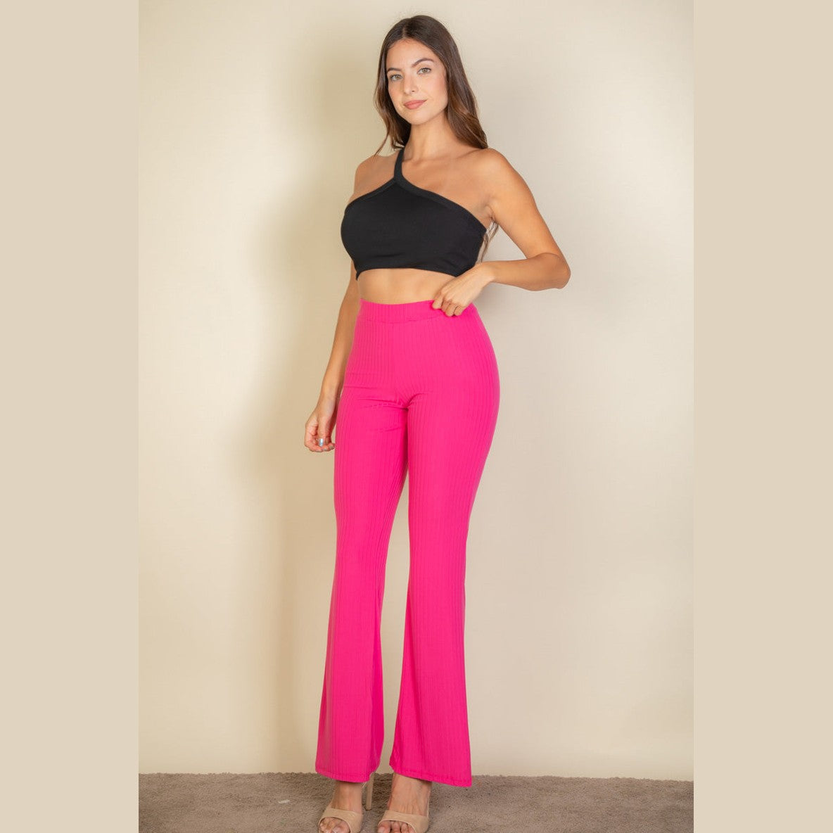 One Shoulder Ribbed Cropped Top