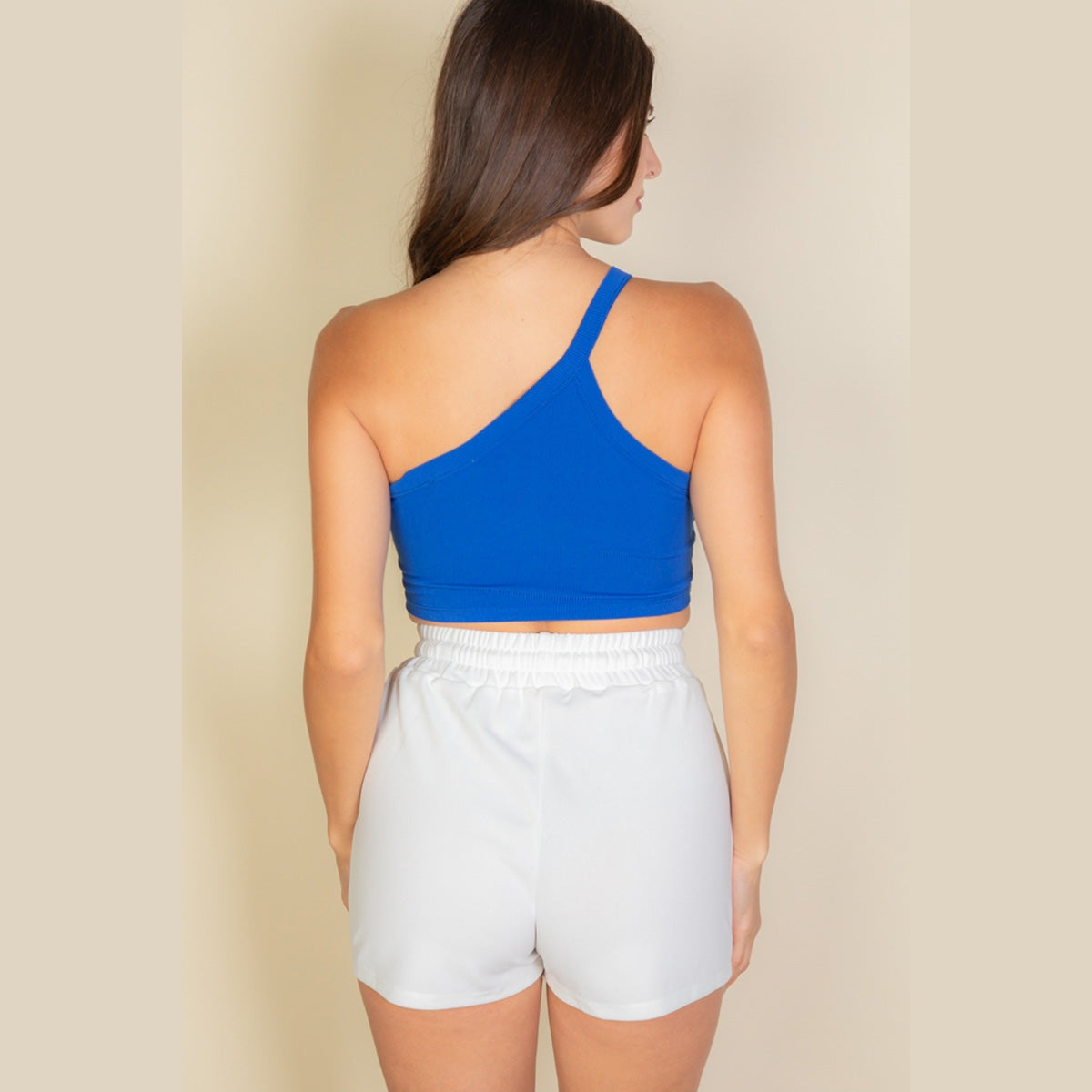 One Shoulder Ribbed Cropped Top