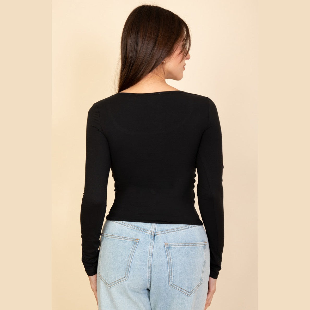 Square Neck Long Sleeve Top