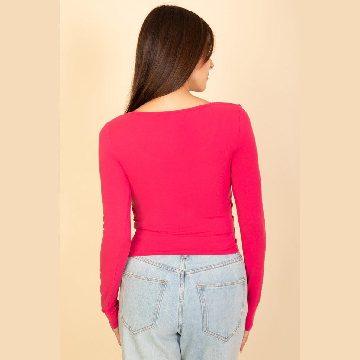 Square Neck Long Sleeve Top