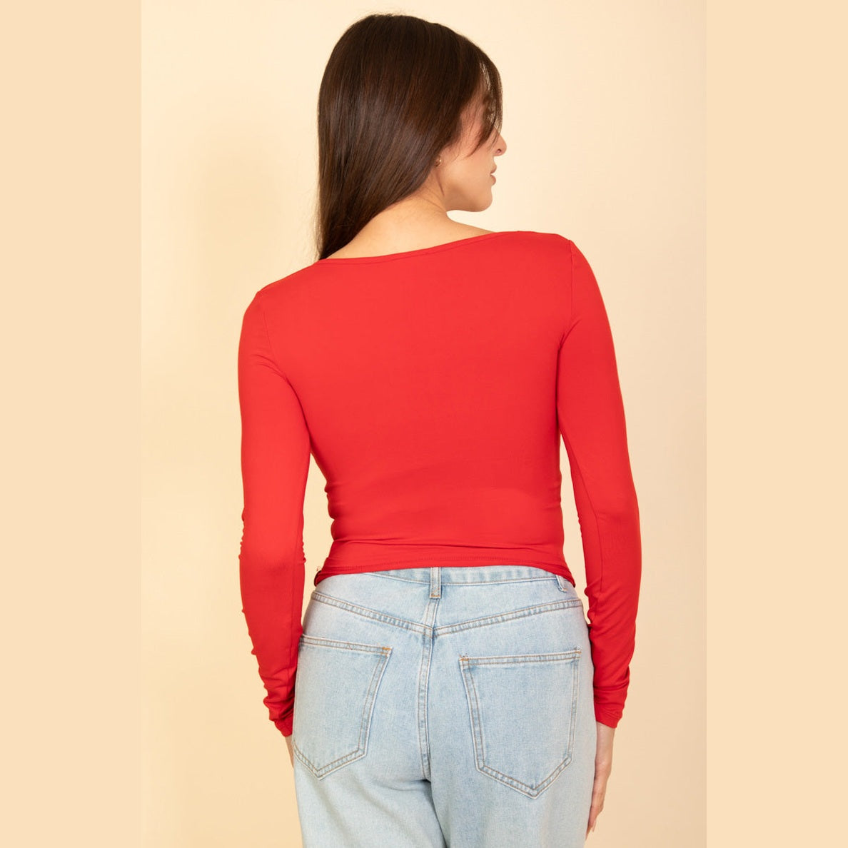Square Neck Long Sleeve Top