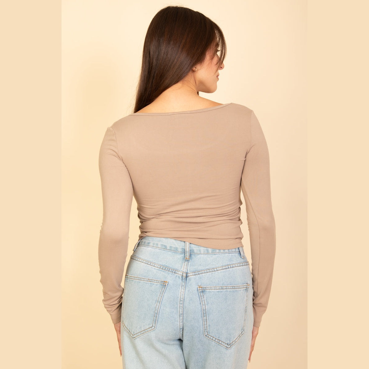Square Neck Long Sleeve Top