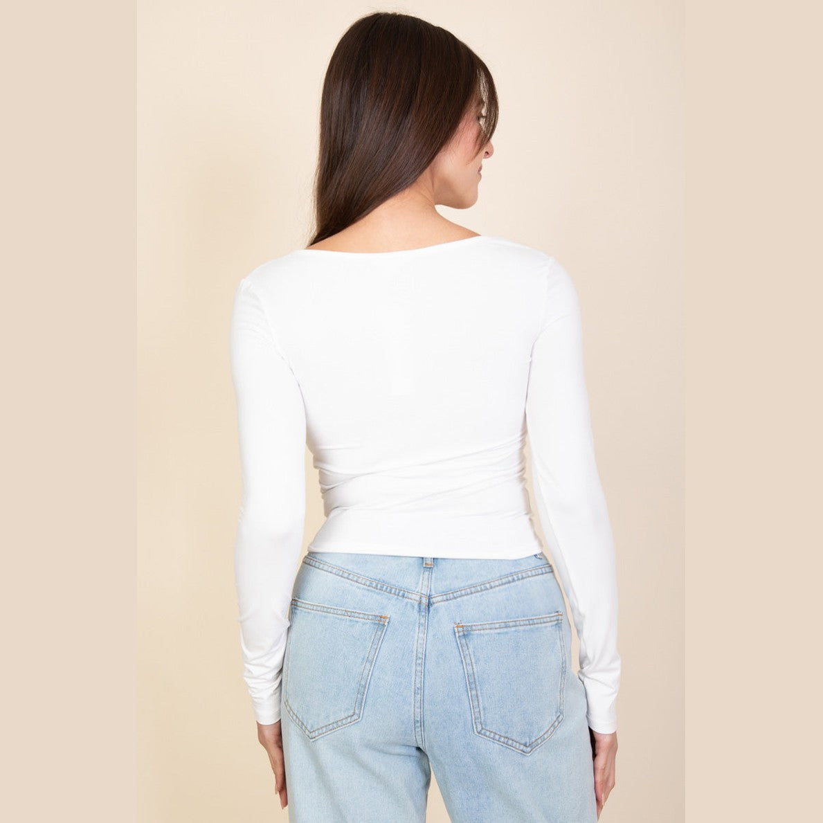 Square Neck Long Sleeve Top