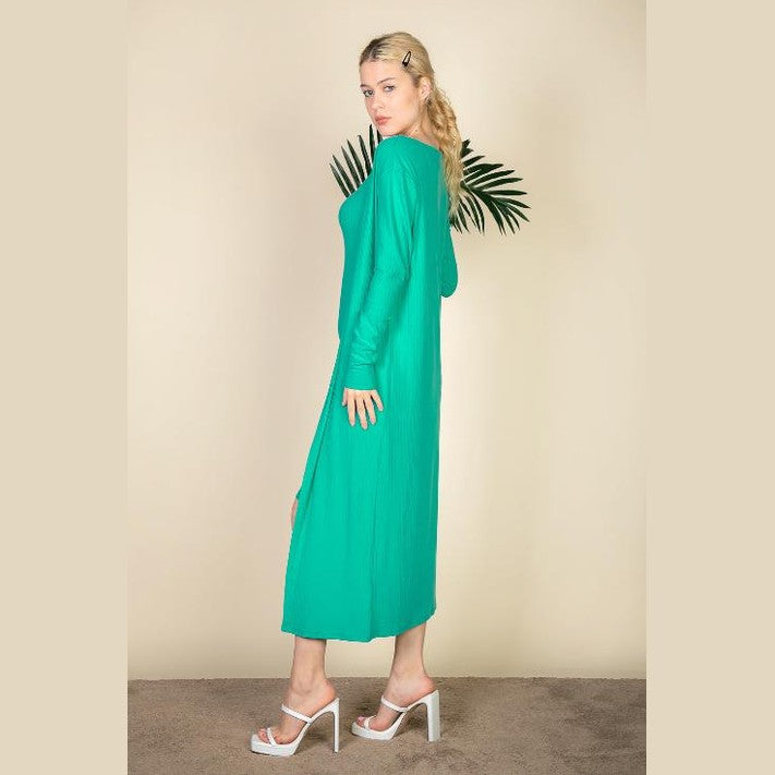 Ribbed Cardigan & Cami Midi Bodycon Dress
