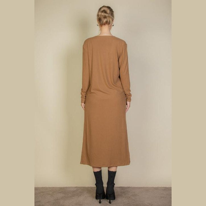 Ribbed Cardigan & Cami Midi Bodycon Dress
