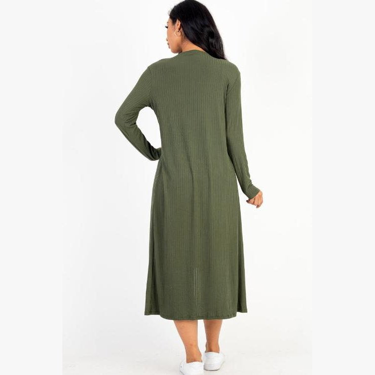 Ribbed Cardigan & Cami Midi Bodycon Dress