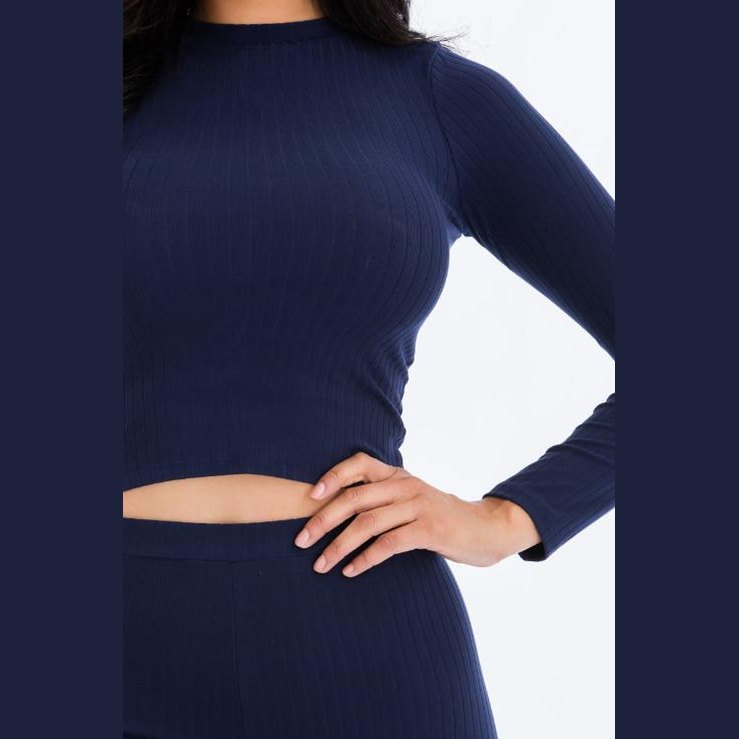 Ribbed Mock Neck Long Sleeve Top & Leggings Set