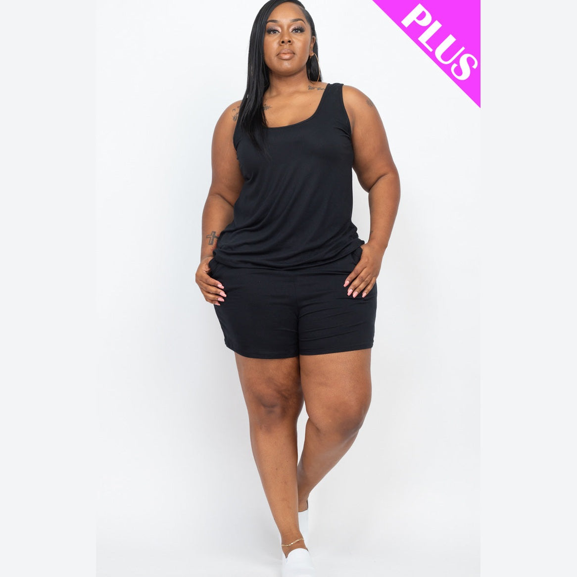 Plus Comfy Tank Top & Shorts Set