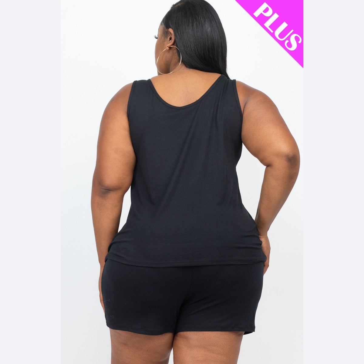 Plus Comfy Tank Top & Shorts Set