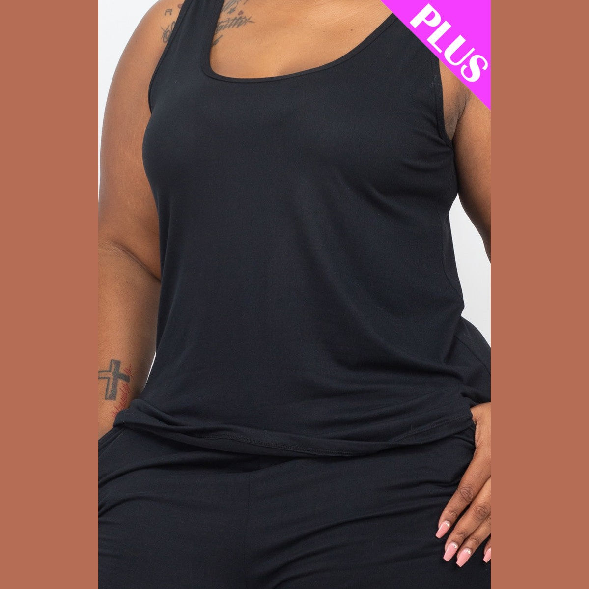 Plus Comfy Tank Top & Shorts Set