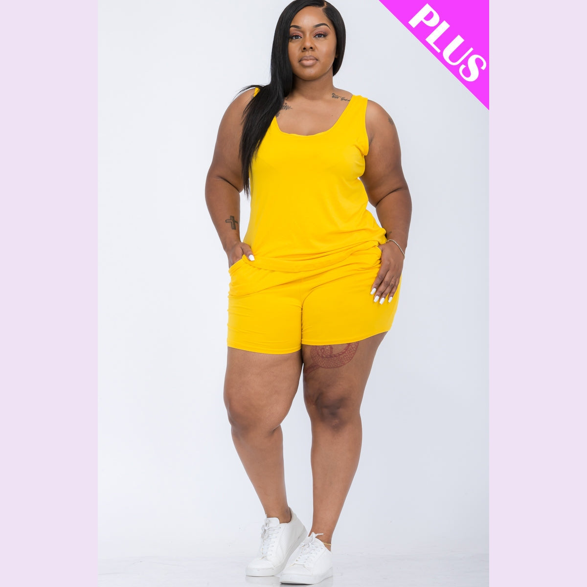 Plus Comfy Tank Top & Shorts Set