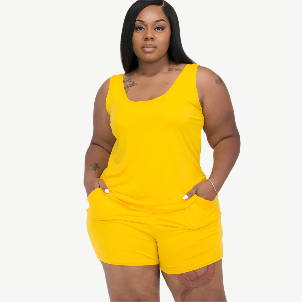 Plus Comfy Tank Top & Shorts Set