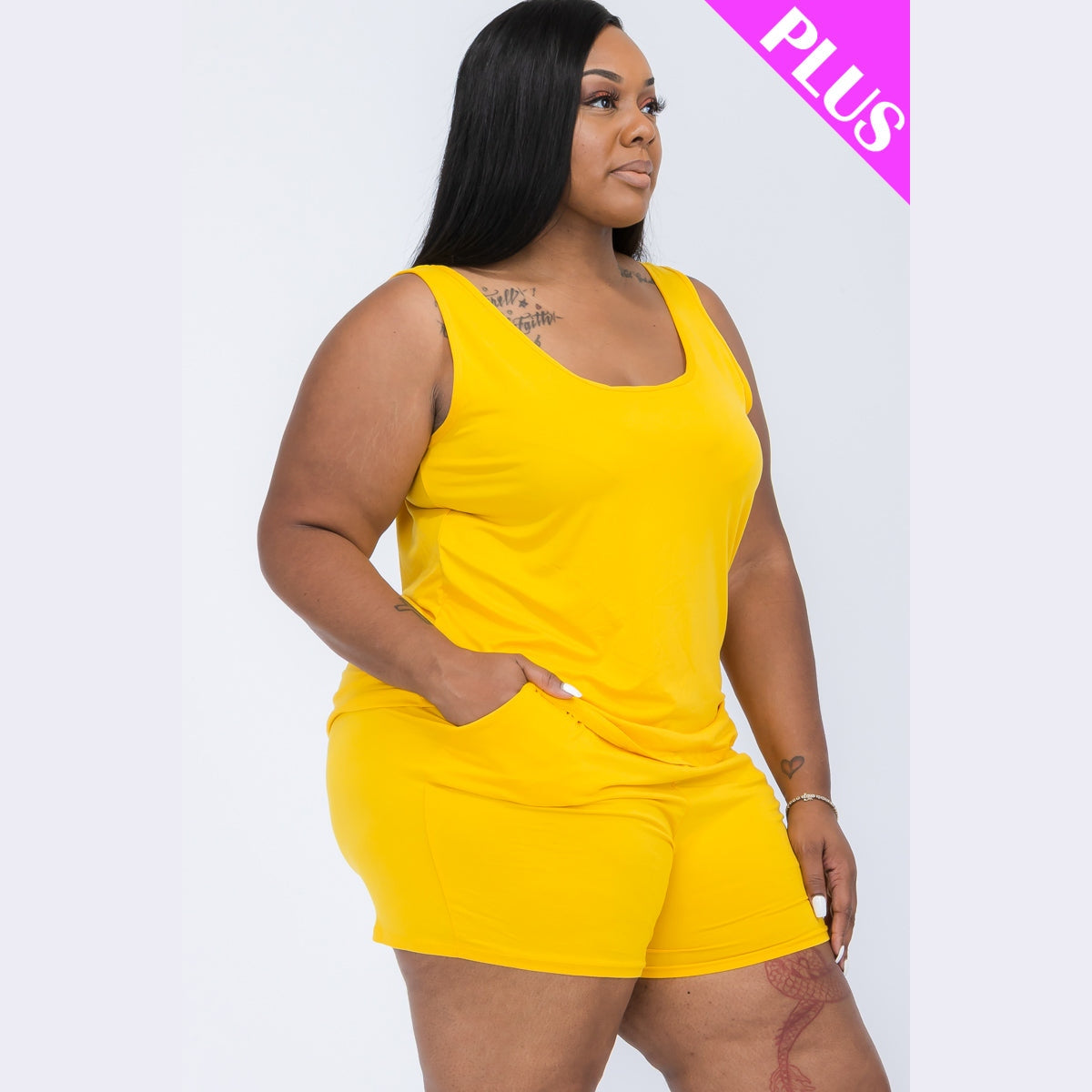 Plus Comfy Tank Top & Shorts Set
