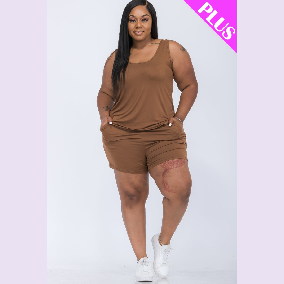 Plus Comfy Tank Top & Shorts Set